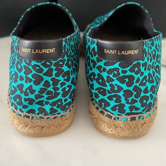 YSL Saint Laurent 605951 Men's Blue Fabric Olona Stampa Espadrille Shoes, 41, 44 - Picture 6 of 14